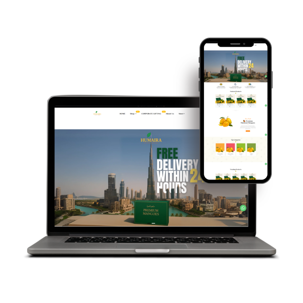 Shopify store development for Humaira.ae premium mango and fruit export brand