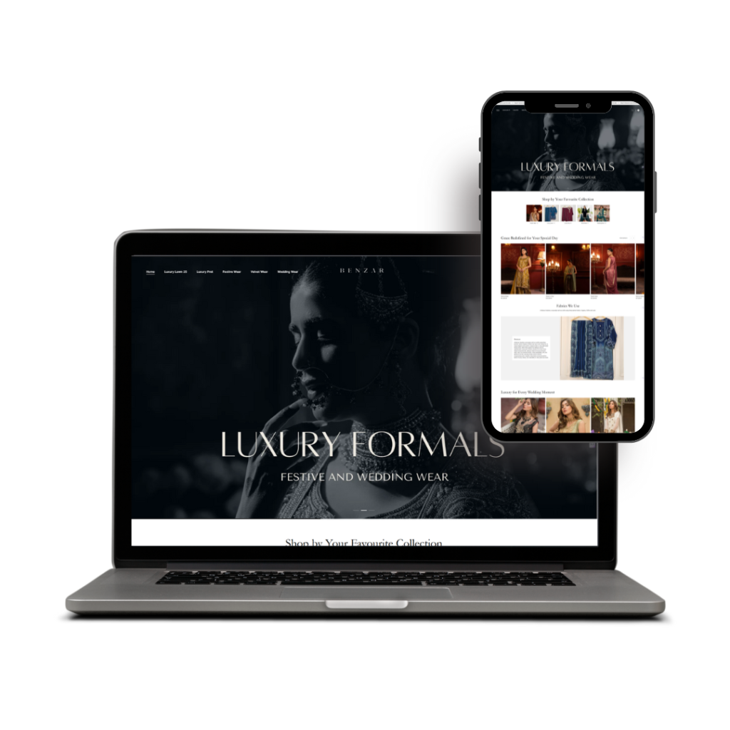 Shopify store development for Benzar Creations – premium Pakistani fashion brand