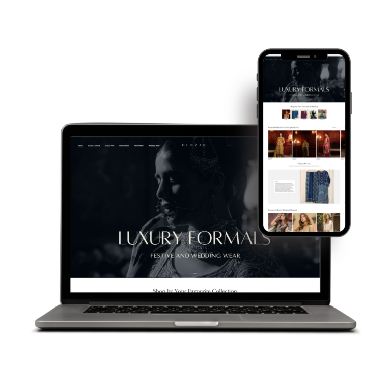 Shopify store development for Benzar Creations – premium Pakistani fashion brand